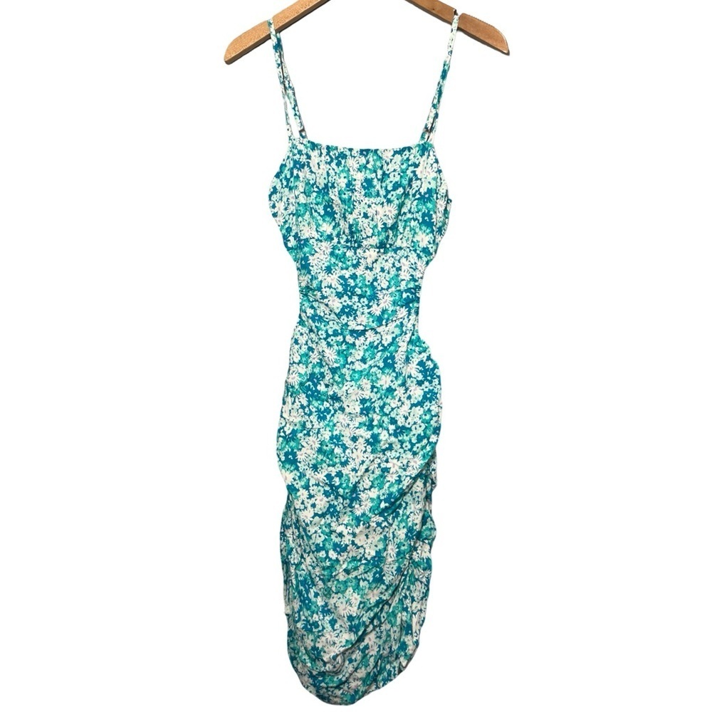 NWOT Sky to Moon Rouched Floral Open Back Mini Dress